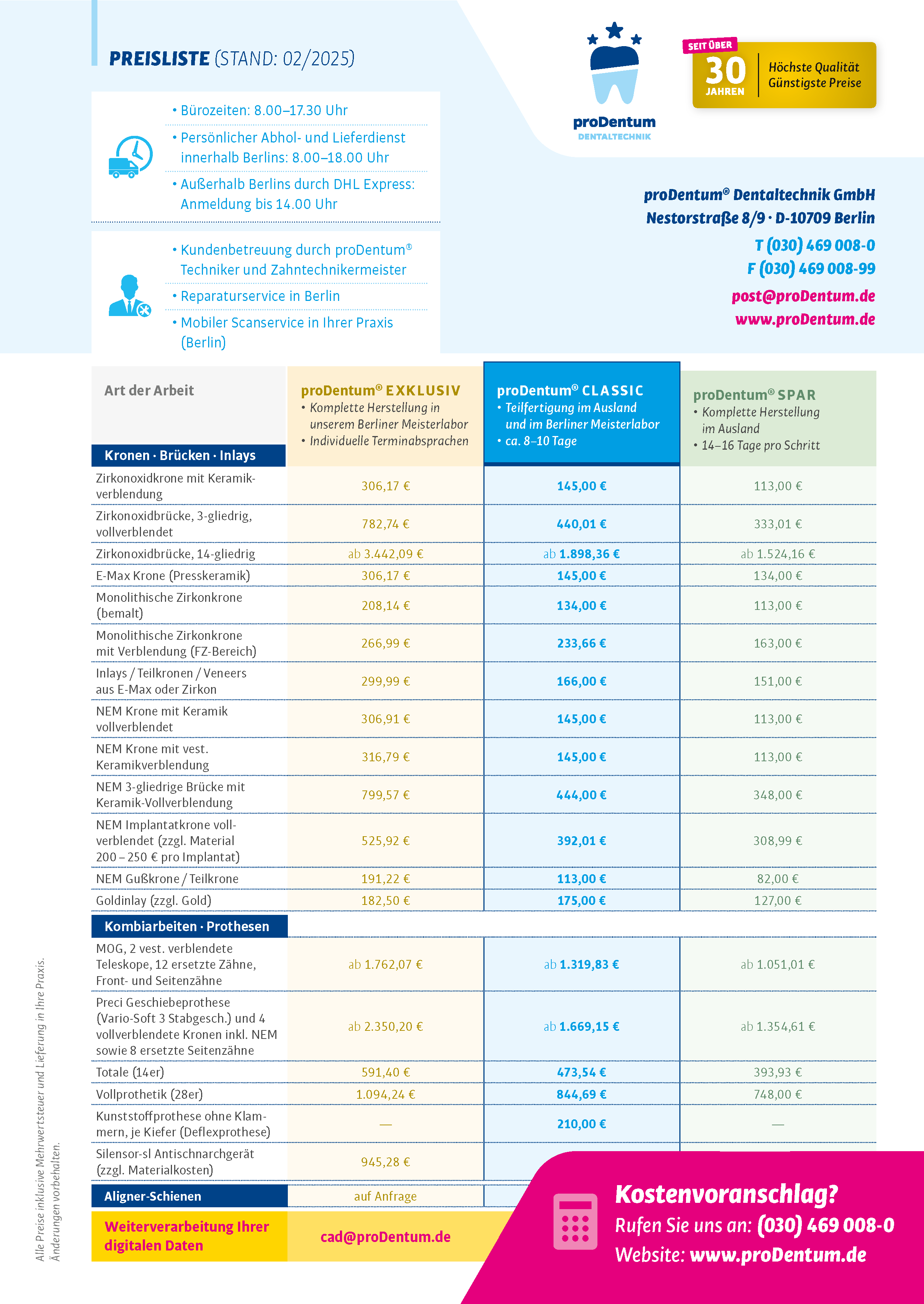 proDentum Preisliste 2024